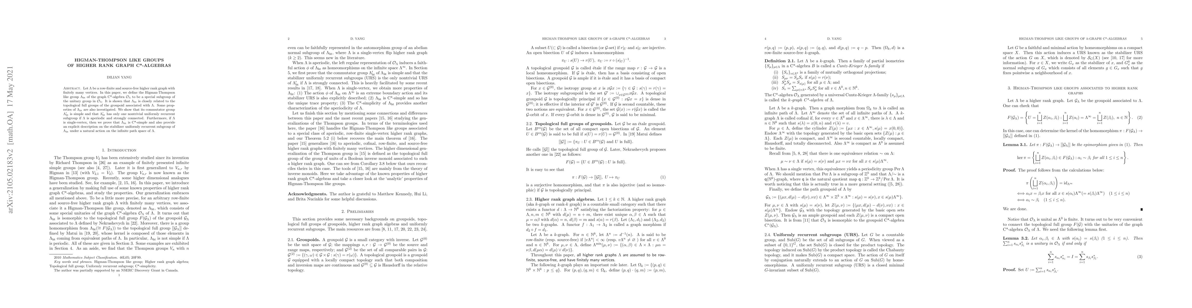 Thumbnail for Higman-Thompson Like Groups of Higher Rank Graph C*-Algebras