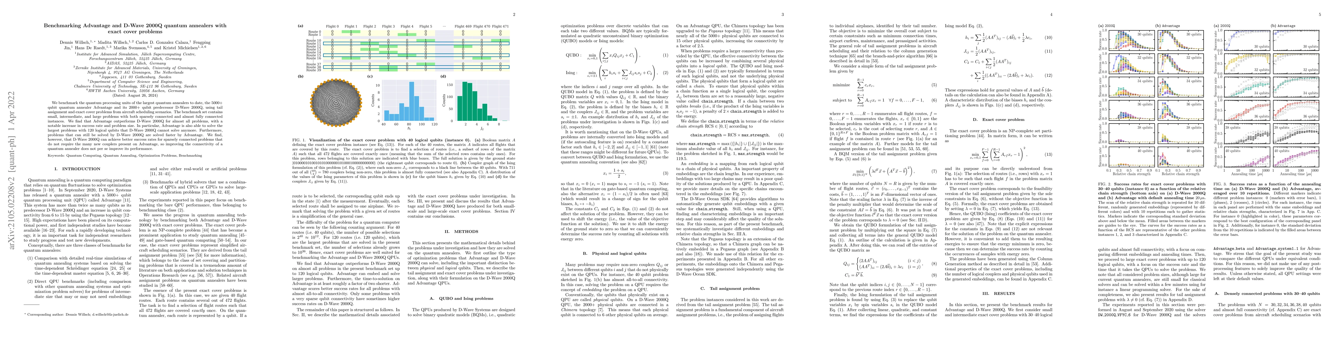 Thumbnail for Benchmarking Advantage and D-Wave 2000Q quantum annealers with exact
  cover problems
