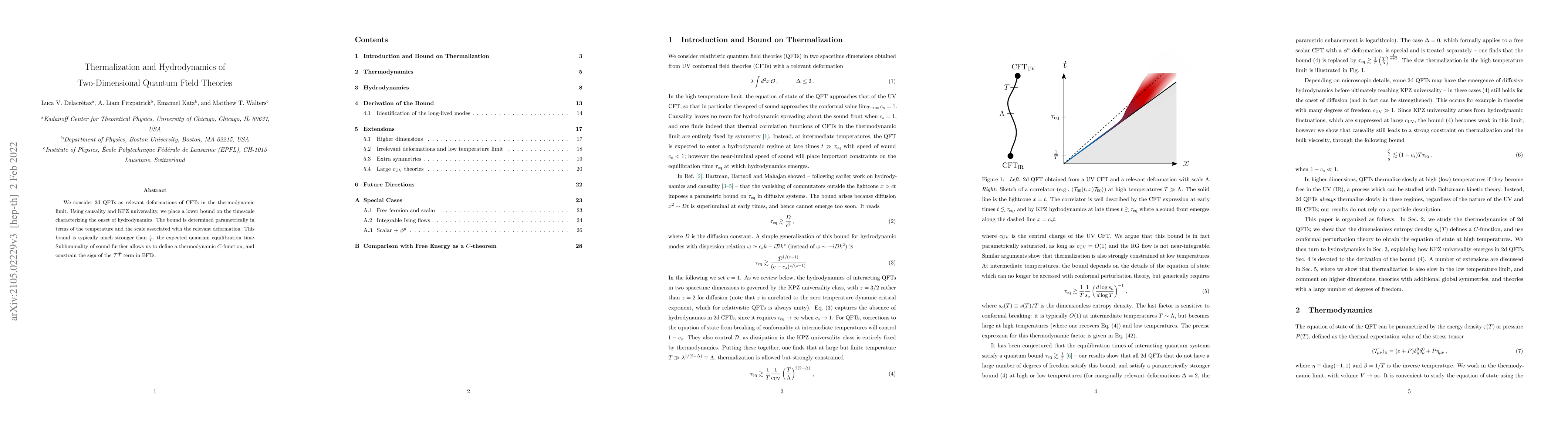 Thumbnail for Thermalization and Hydrodynamics of Two-Dimensional Quantum Field
  Theories