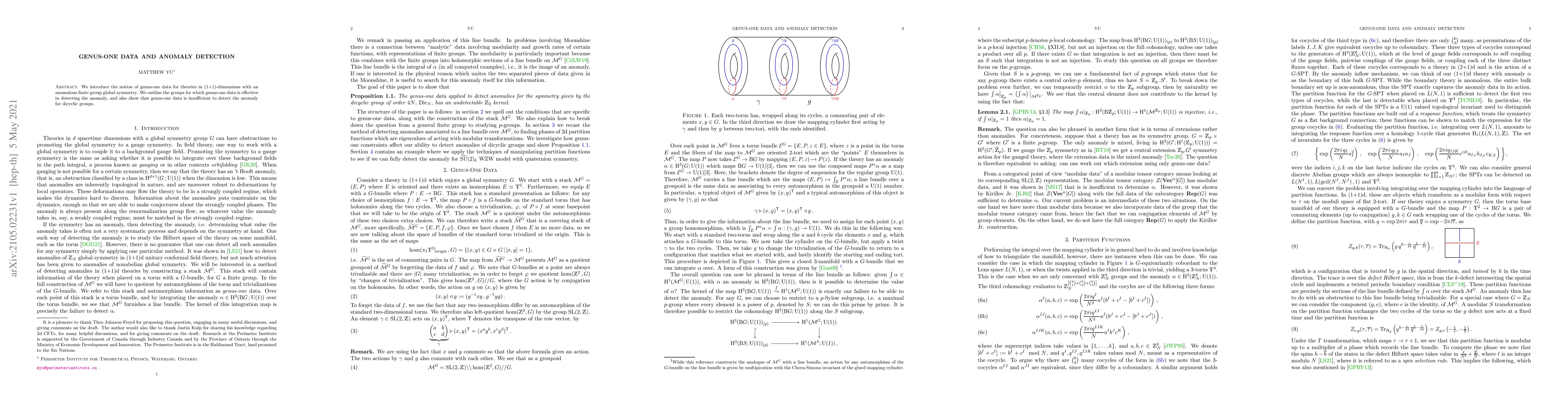 Thumbnail for Genus-One data and Anomaly Detection