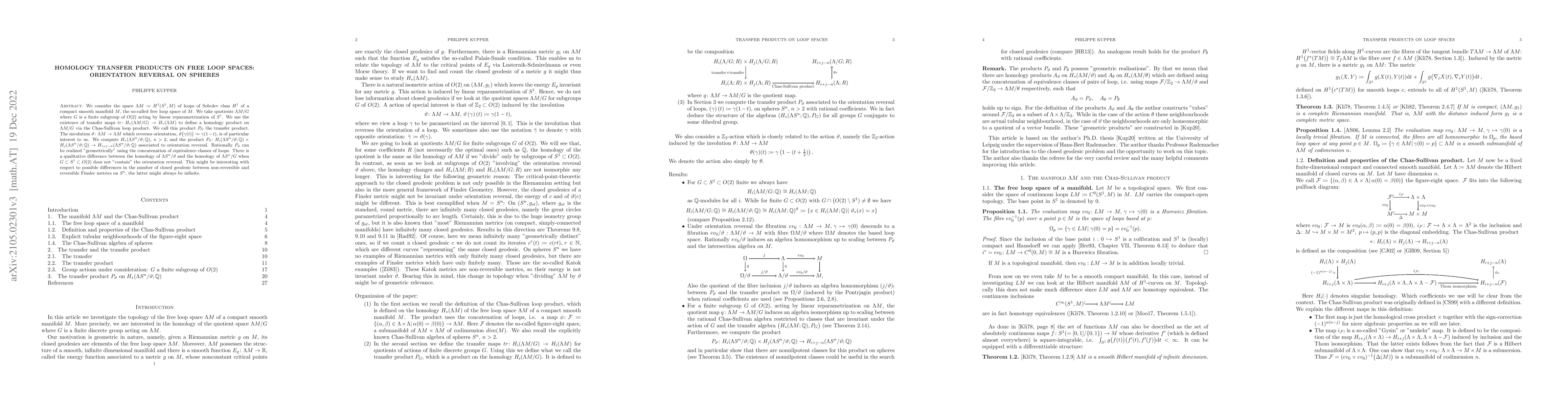Thumbnail for Homology transfer products on free loop spaces: orientation reversal on
  spheres