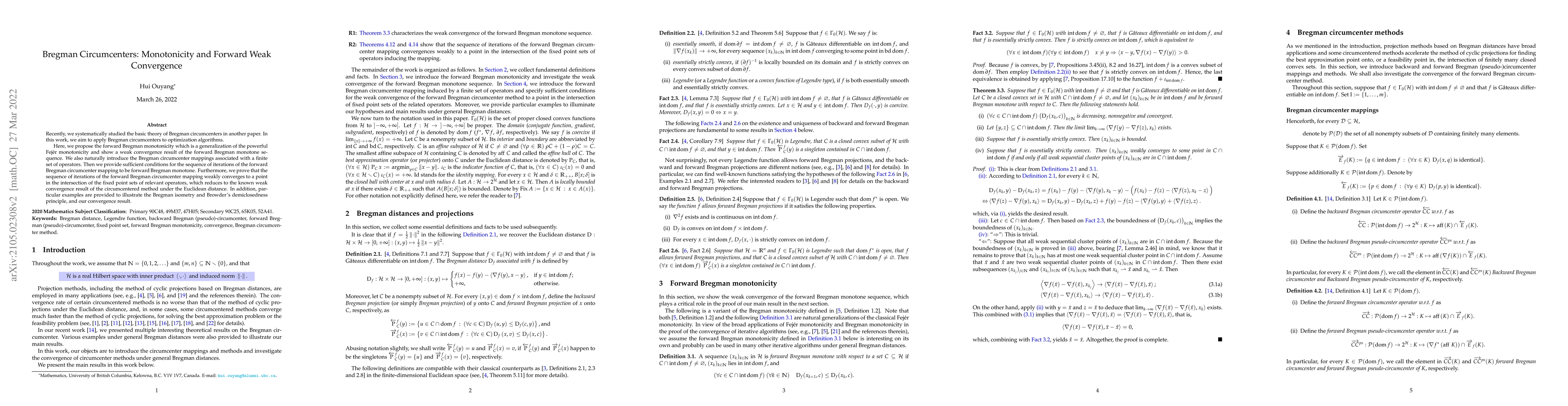 Thumbnail for Bregman Circumcenters: Monotonicity and Forward Weak Convergence