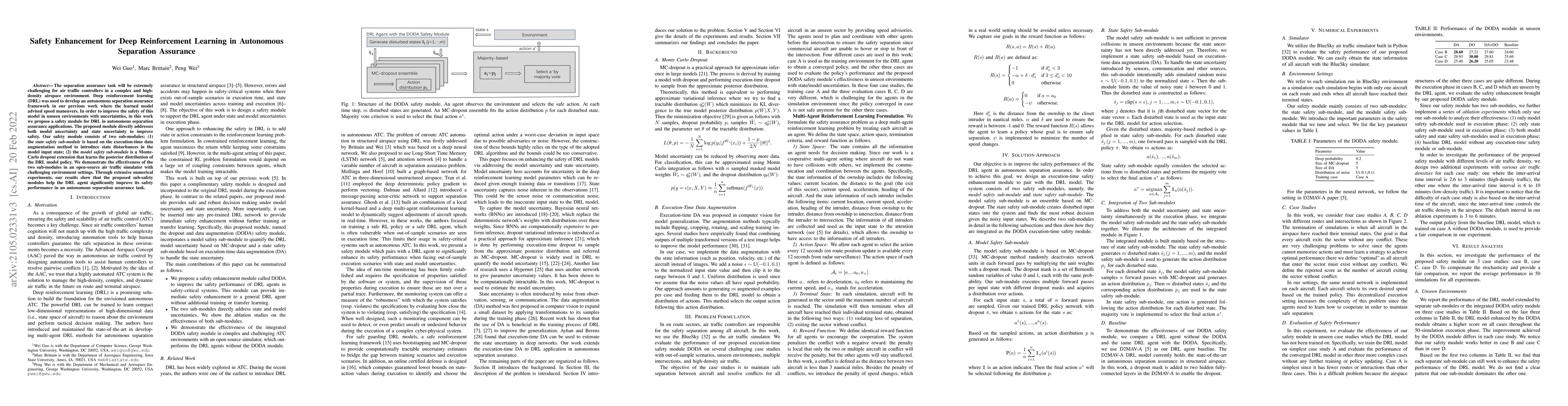 Thumbnail for Safety Enhancement for Deep Reinforcement Learning in Autonomous
  Separation Assurance