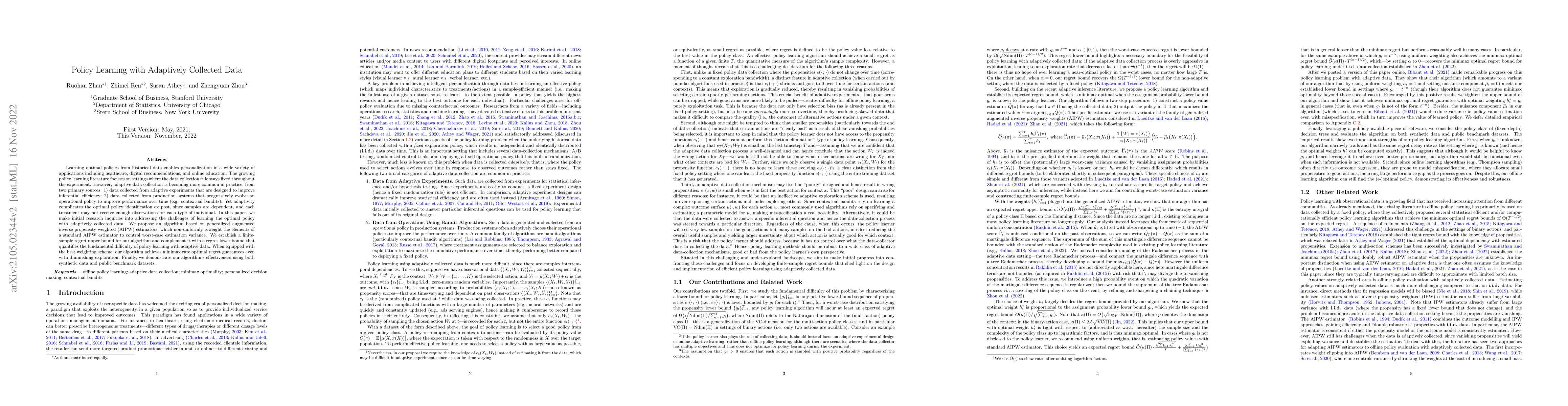 Thumbnail for Policy Learning with Adaptively Collected Data