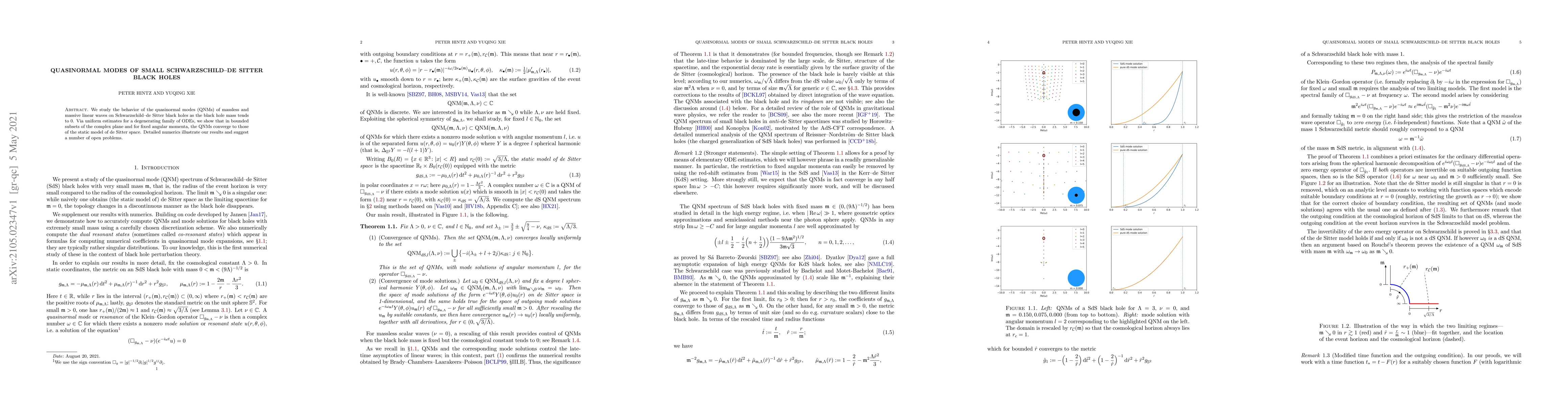 Thumbnail for Quasinormal modes of small Schwarzschild-de Sitter black holes