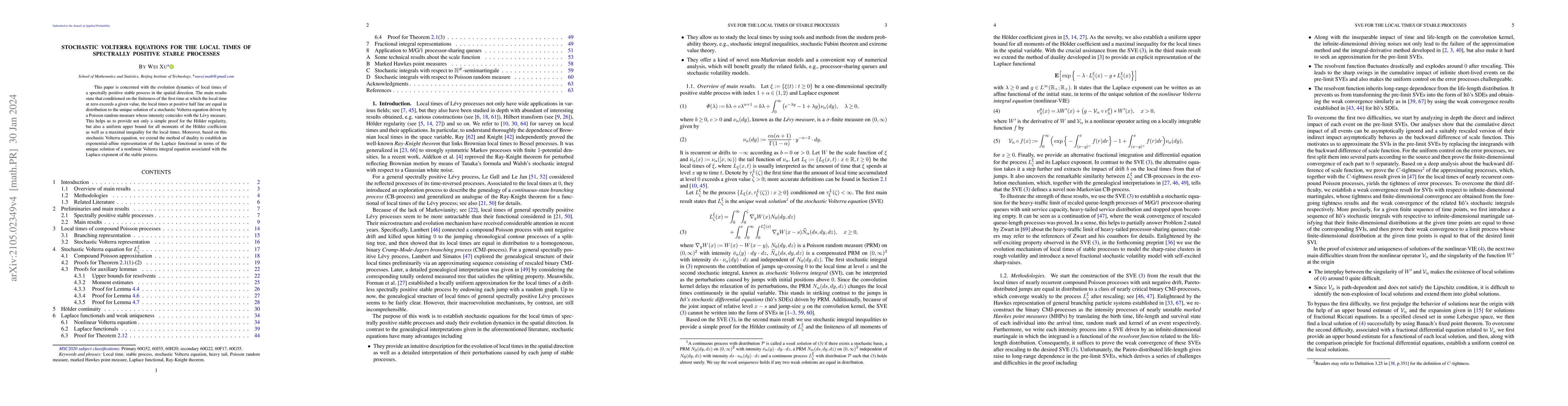 Thumbnail for Stochastic Volterra Equations for the Local Times of Spectrally Positive
  Stable Processes