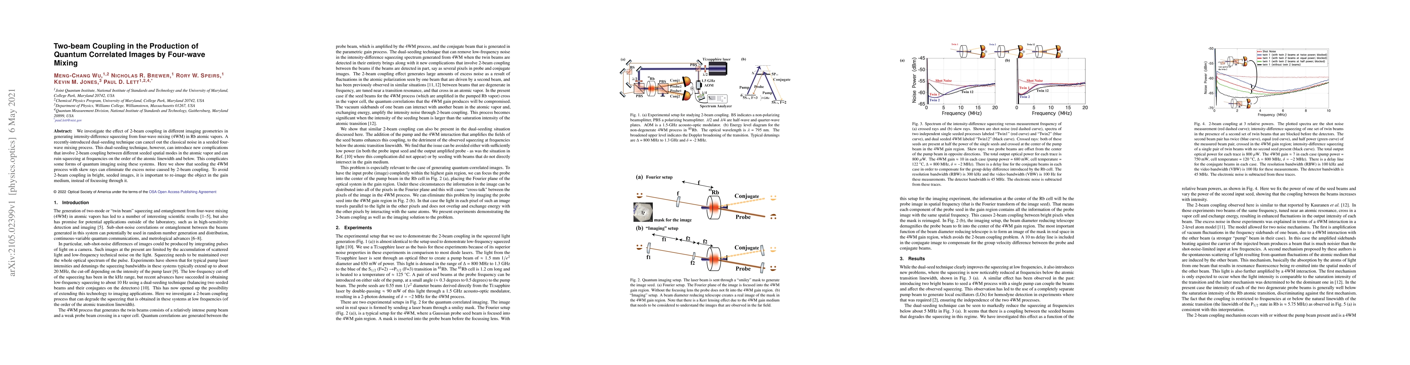 Thumbnail for Two-beam Coupling in the Production of Quantum Correlated Images by
  Four-wave Mixing