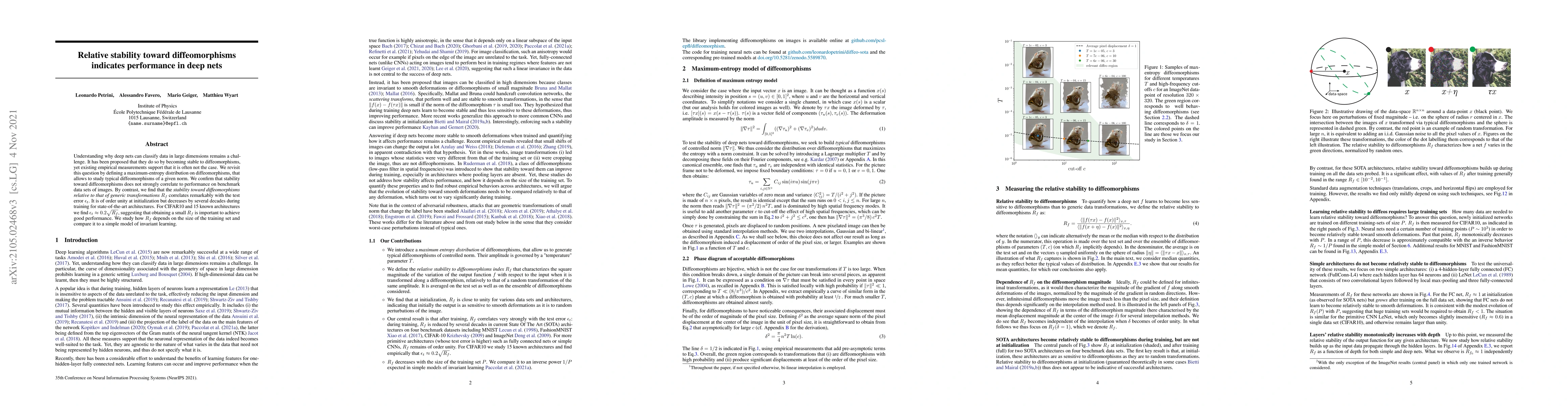 Thumbnail for Relative stability toward diffeomorphisms indicates performance in deep
  nets