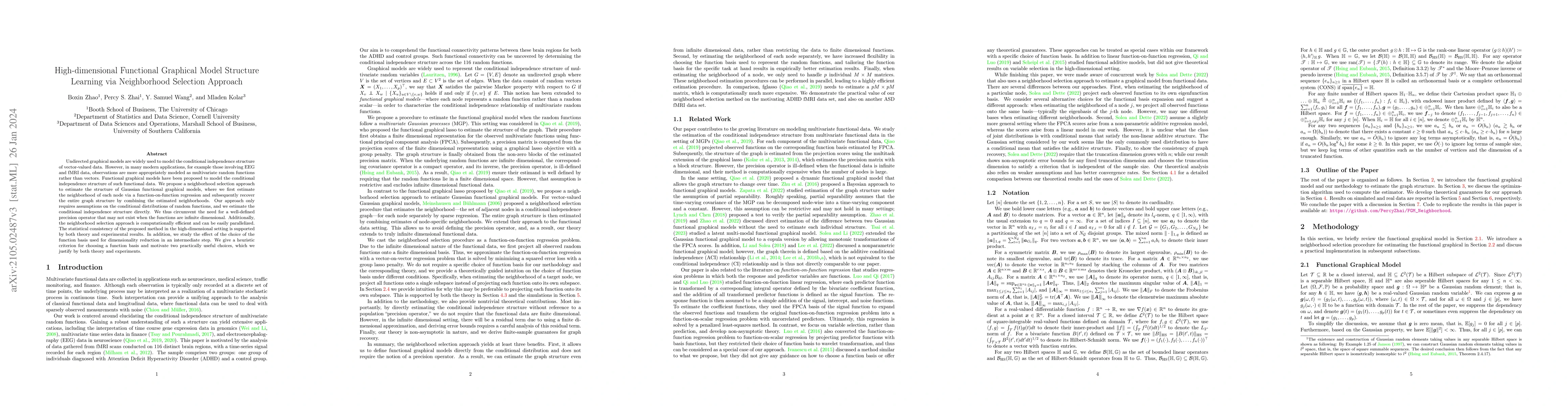 Thumbnail for High-dimensional Functional Graphical Model Structure Learning via
  Neighborhood Selection Approach