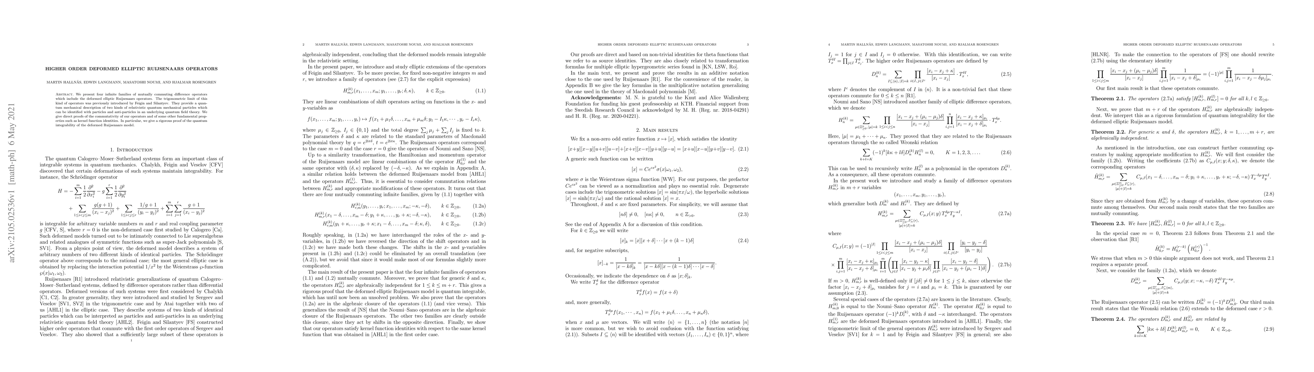 Thumbnail for Higher order deformed elliptic Ruijsenaars operators