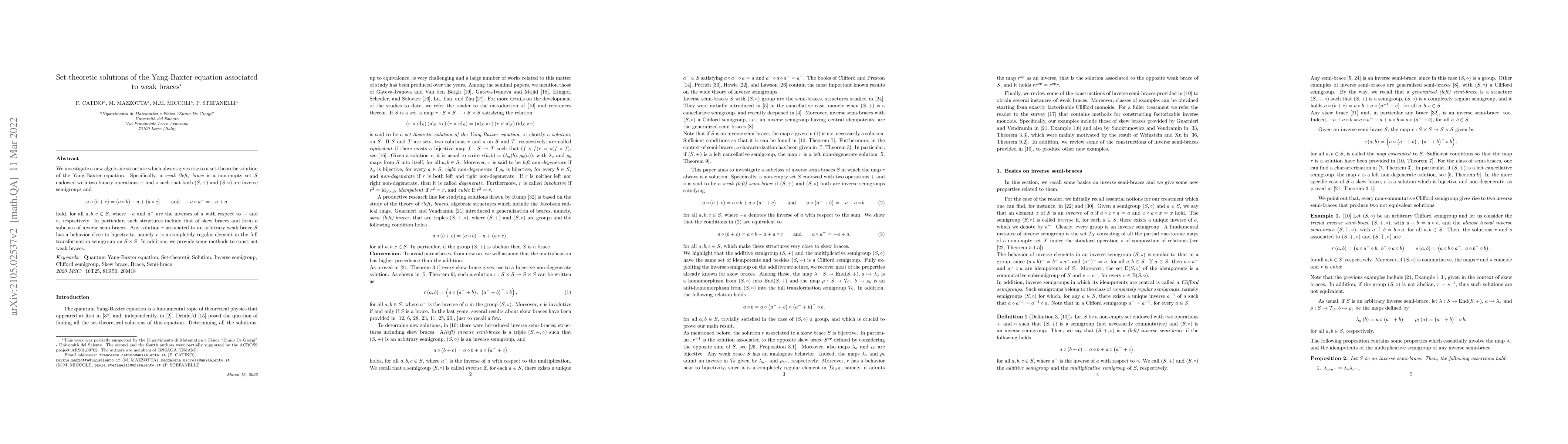Thumbnail for Set-theoretic solutions of the Yang-Baxter equation associated to weak
  braces