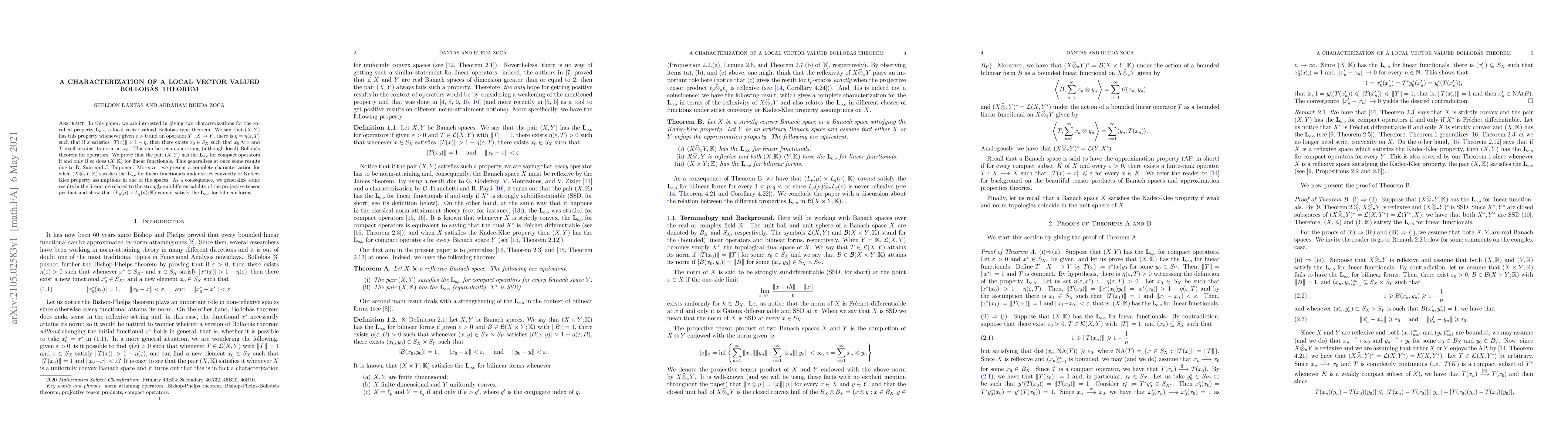 Thumbnail for A characterization of a local vector valued Bollob\'as theorem