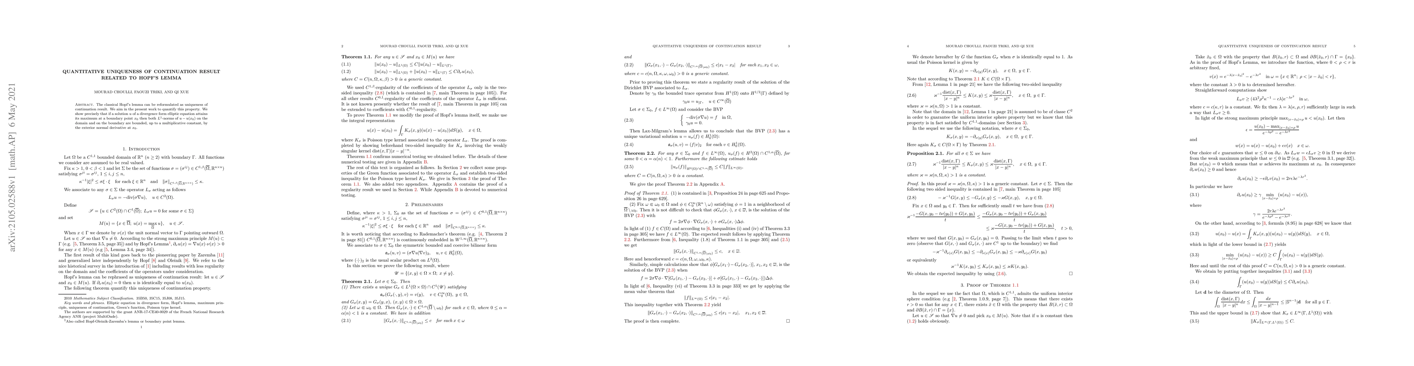 Thumbnail for Quantitative uniqueness of continuation result related to Hopf's lemma