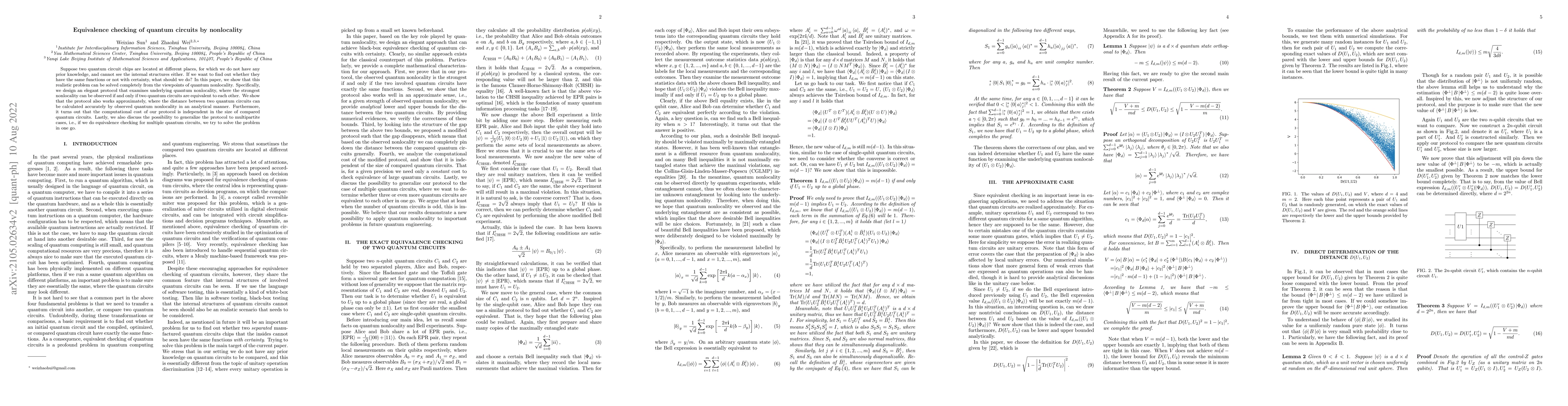 Thumbnail for Equivalence checking of quantum circuits by nonlocality