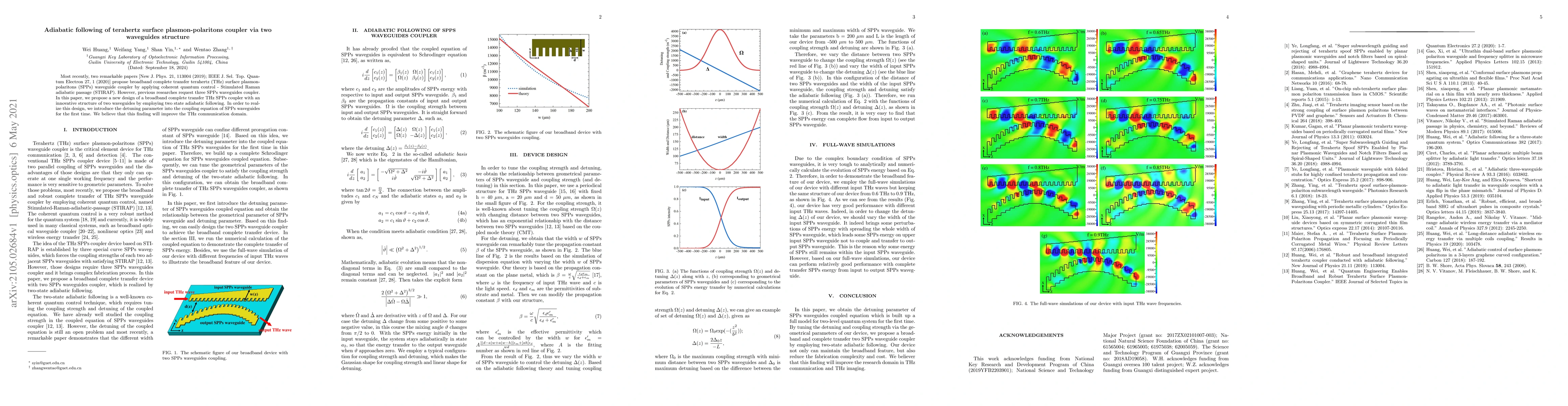Thumbnail for Adiabatic following of terahertz surface plasmon-polaritons coupler via
  two waveguides structure