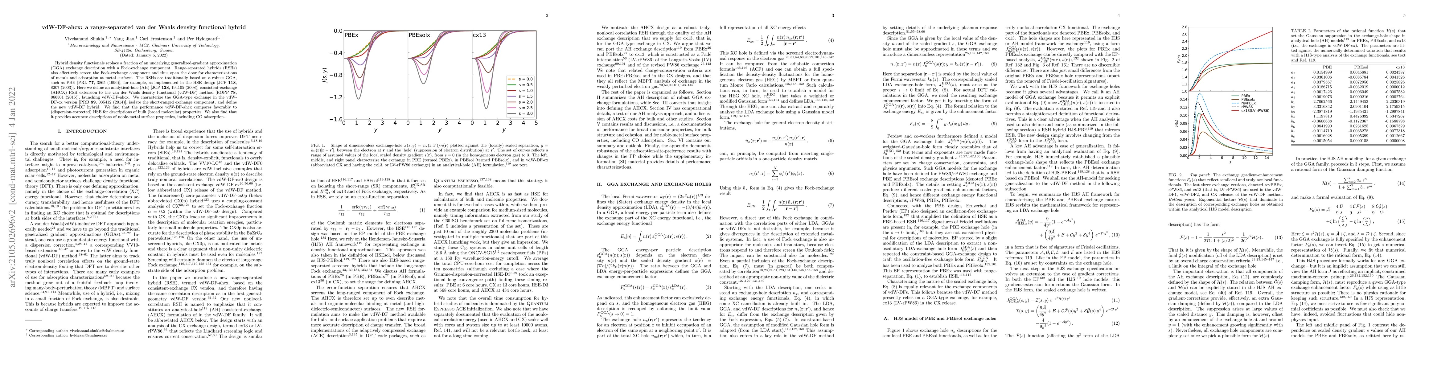 Thumbnail for vdW-DF-ahcx: a range-separated van der Waals density functional hybrid