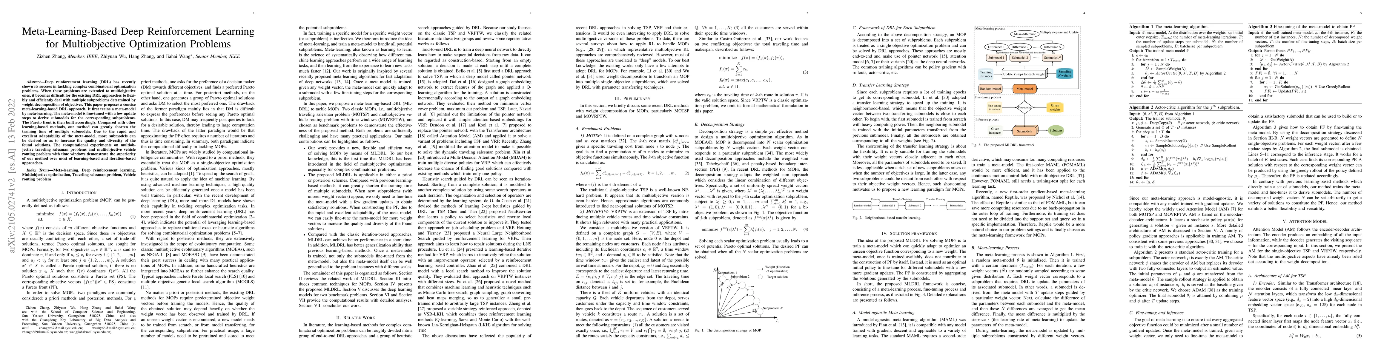 Thumbnail for Meta-Learning-Based Deep Reinforcement Learning for Multiobjective
  Optimization Problems
