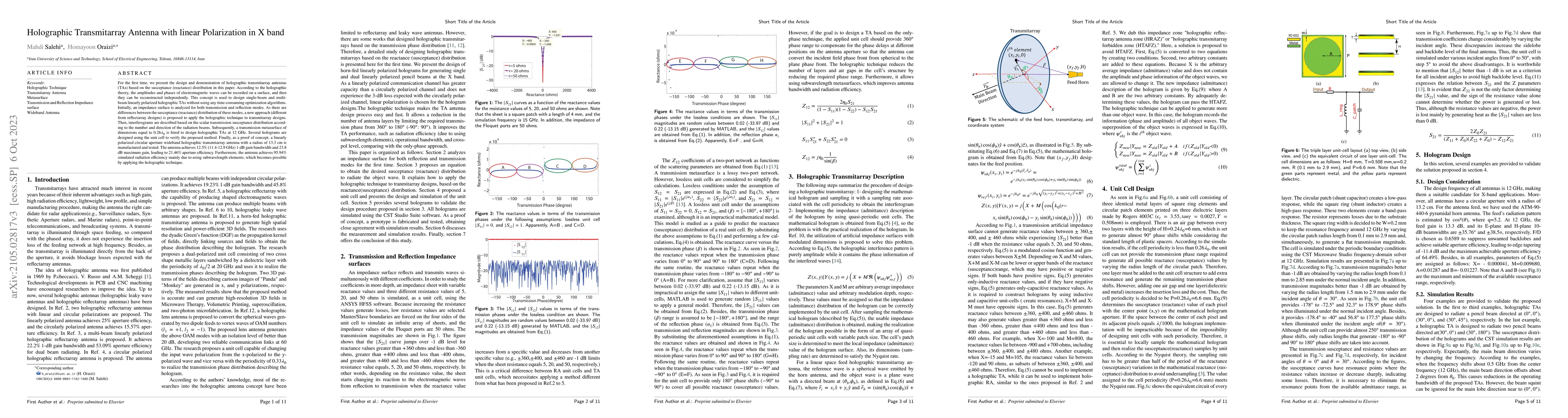 Thumbnail for Holographic Transmitarray Antenna with linear Polarization in X band