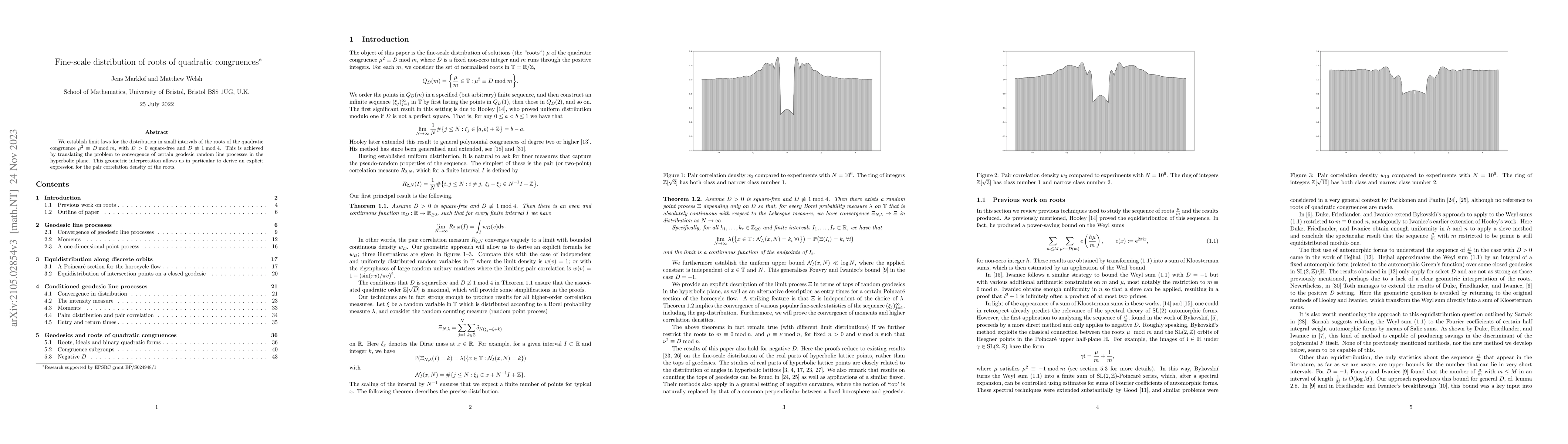Thumbnail for Fine-scale distribution of roots of quadratic congruences
