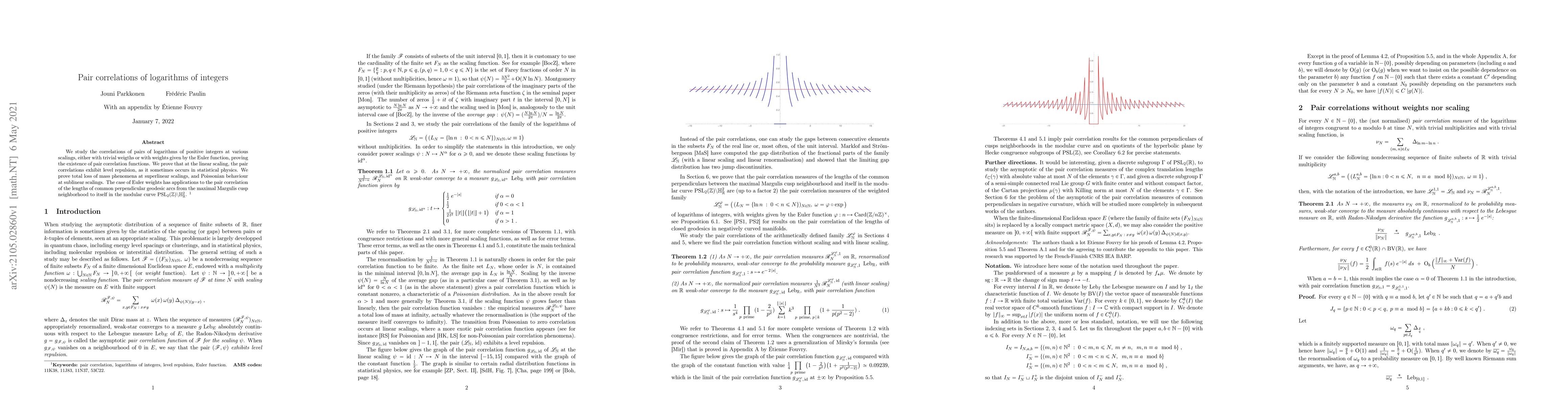 Thumbnail for Pair correlations of logarithms of integers