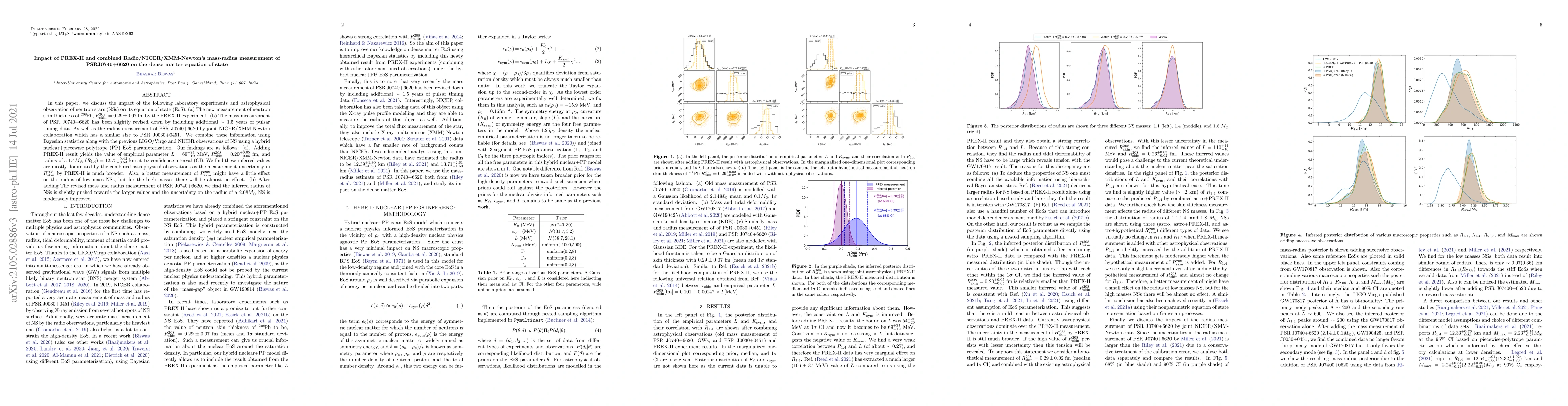 Thumbnail for Impact of PREX-II and combined Radio/NICER/XMM-Newton's mass-radius
  measurement of PSRJ0740+6620 on the dense matter equation of state