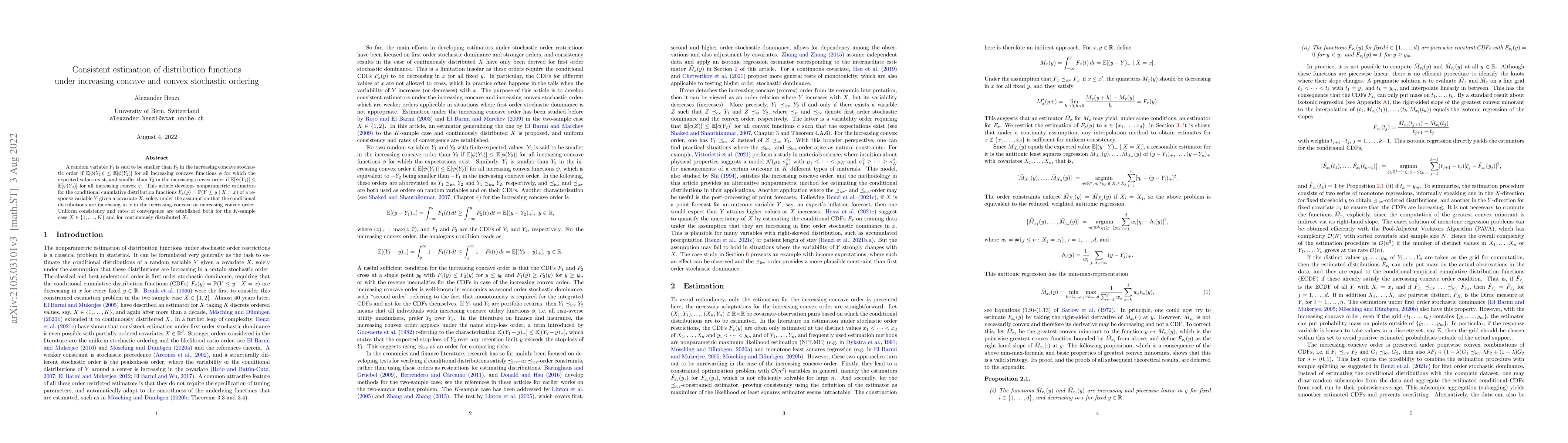 Thumbnail for Consistent estimation of distribution functions under increasing concave
  and convex stochastic ordering