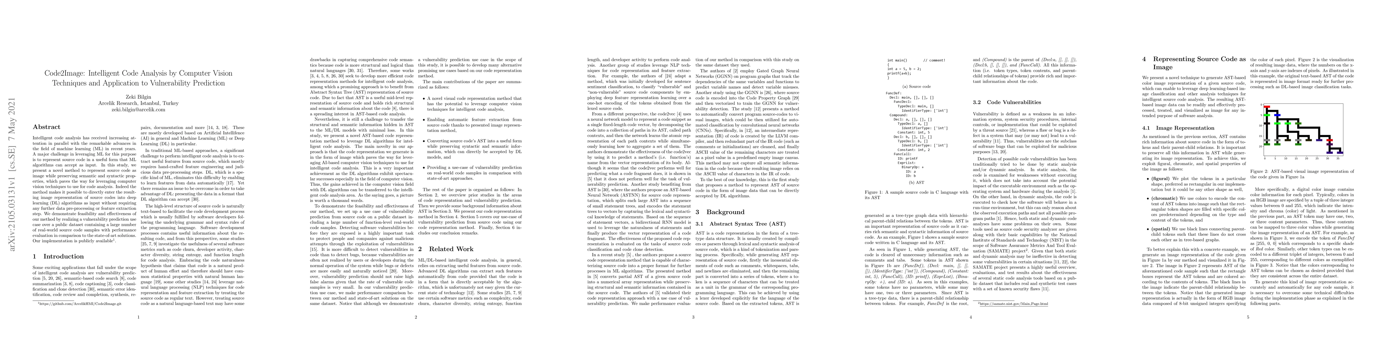 Thumbnail for Code2Image: Intelligent Code Analysis by Computer Vision Techniques and
  Application to Vulnerability Prediction