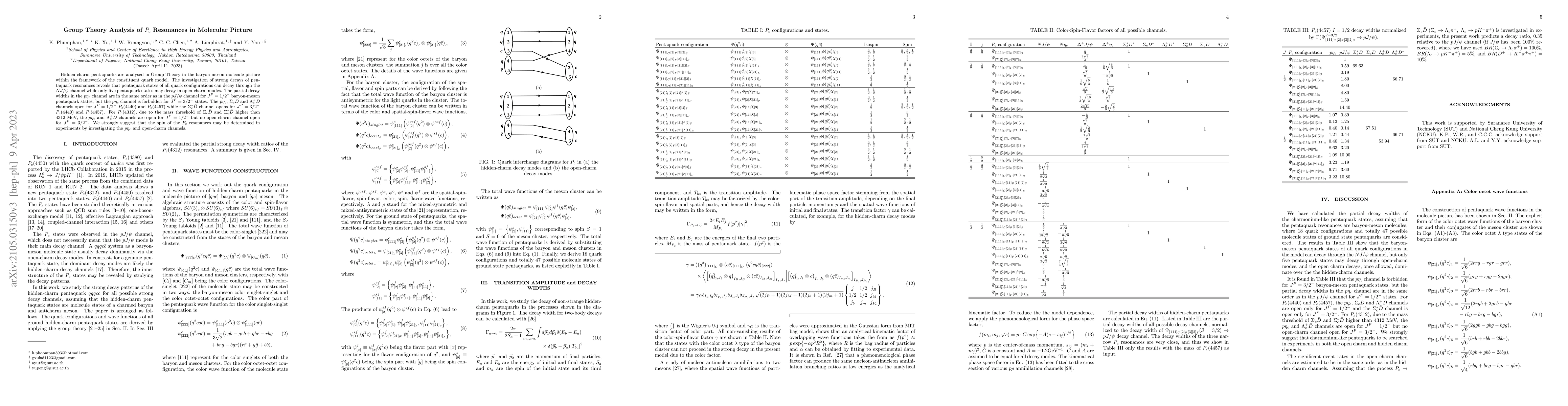 Thumbnail for Group Theory Analysis of $P_c$ Resonances in Molecular Picture