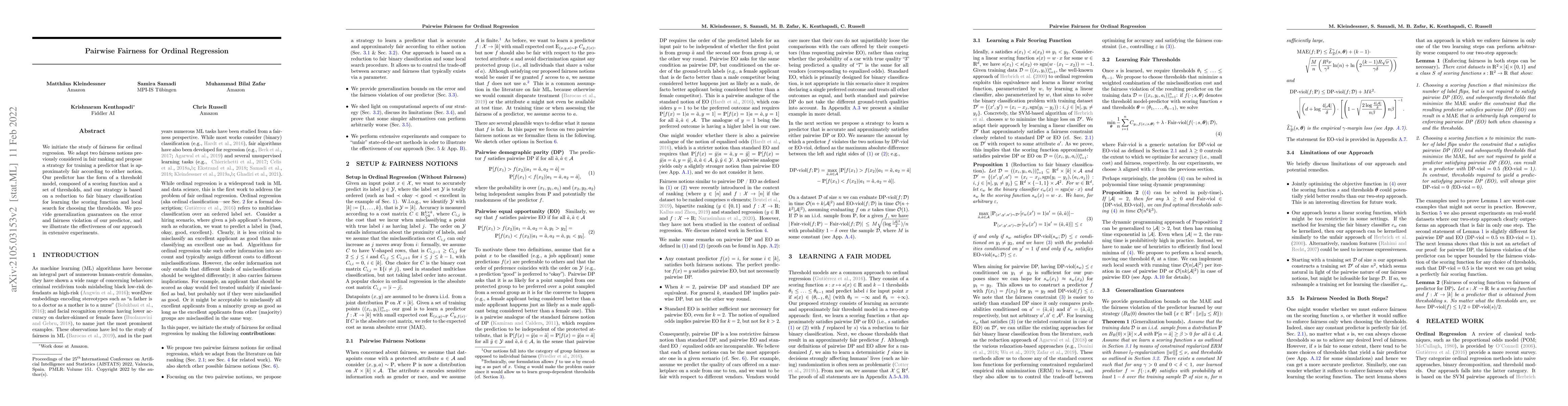 Thumbnail for Pairwise Fairness for Ordinal Regression