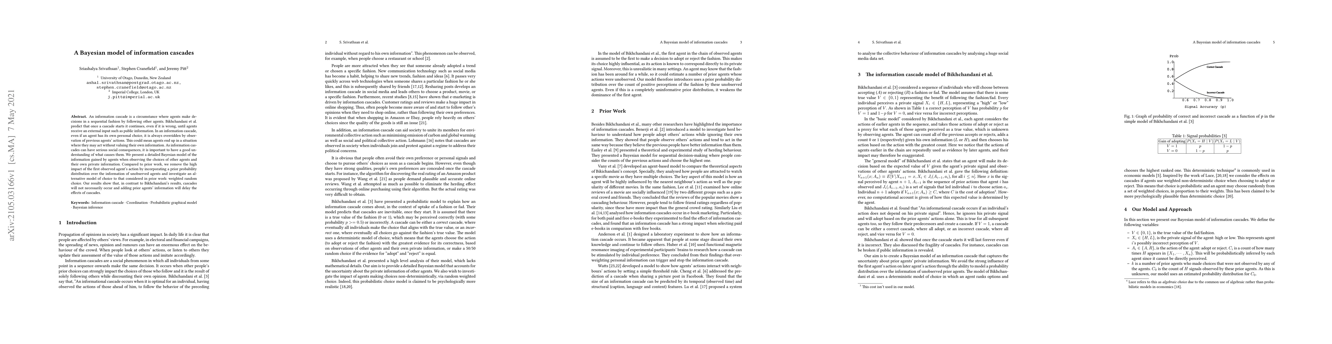 Thumbnail for A Bayesian model of information cascades