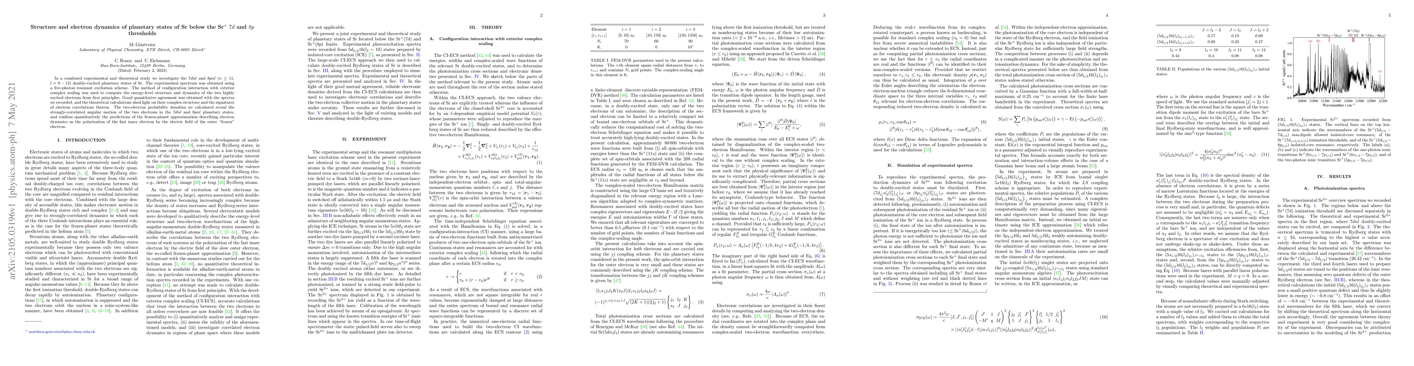 Thumbnail for Structure and electron dynamics of planetary states of Sr below the
  Sr$^+$ $7d$ and $8p$ thresholds