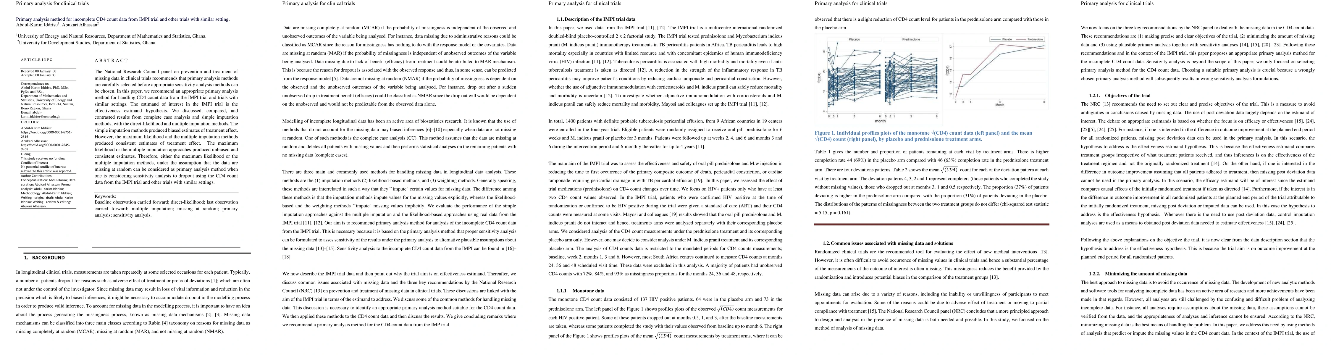 Thumbnail for Primary analysis method for incomplete CD4 count data from IMPI trial
  and other trials with similar setting