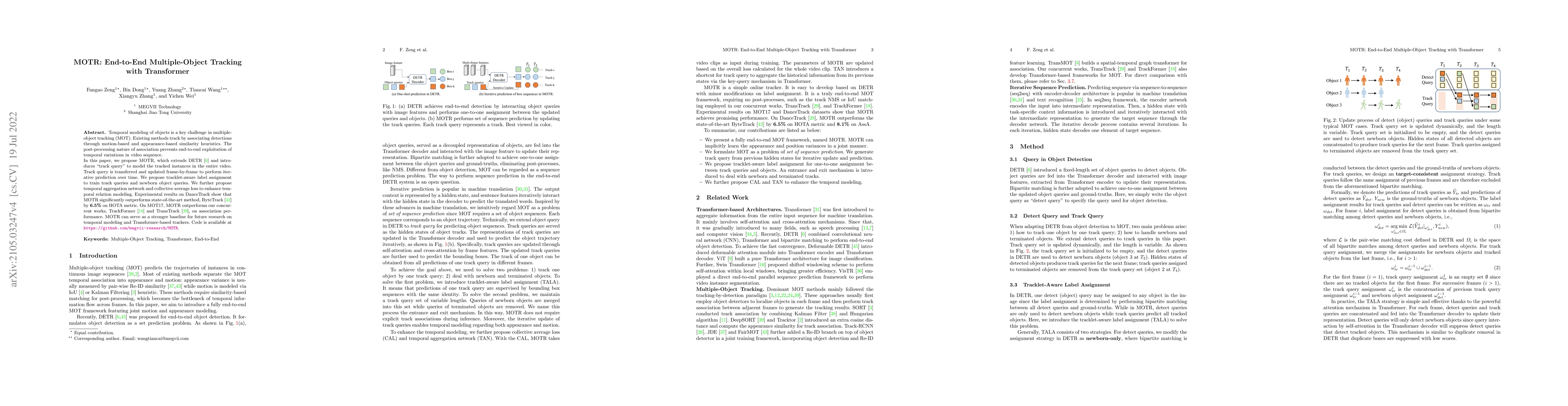 Thumbnail for MOTR: End-to-End Multiple-Object Tracking with Transformer