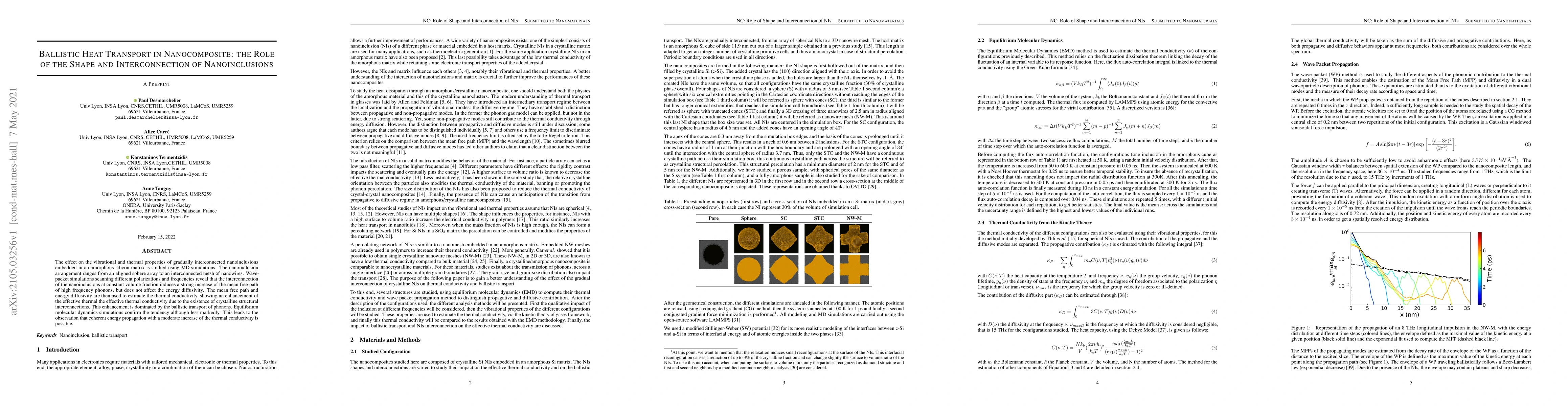 Thumbnail for Ballistic Heat Transport in Nanocomposite: the Role of the Shape and
  Interconnection of Nanoinclusions