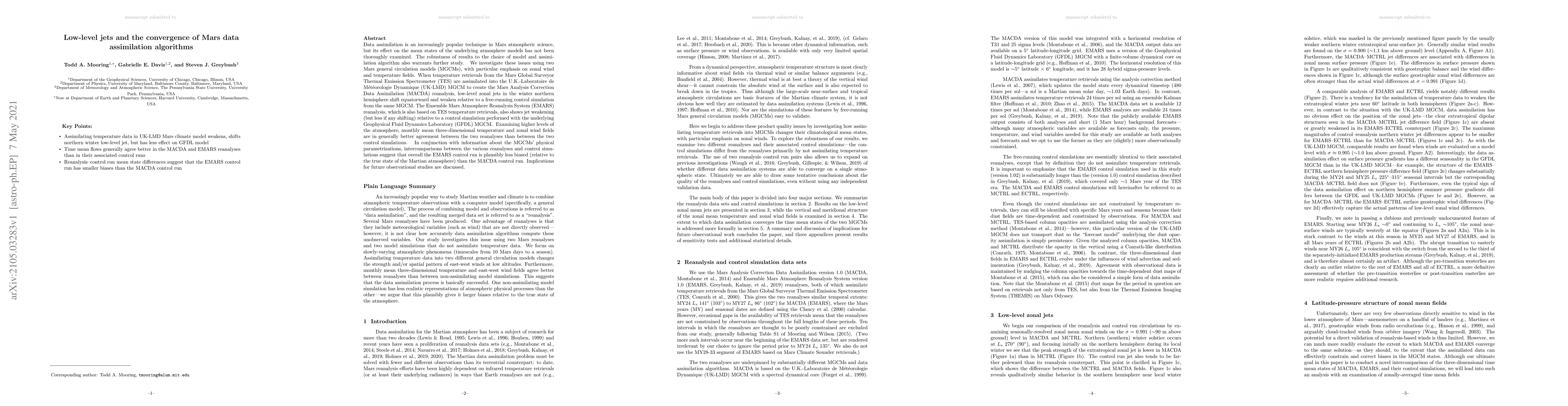 Thumbnail for Low-level jets and the convergence of Mars data assimilation algorithms