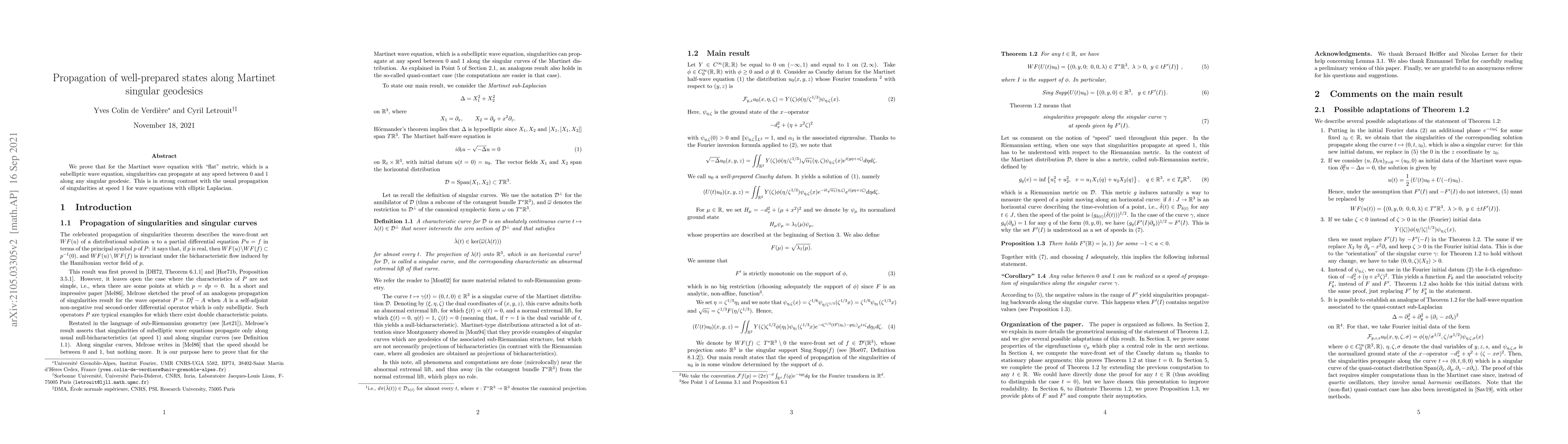 Thumbnail for Propagation of well-prepared states along Martinet singular geodesics