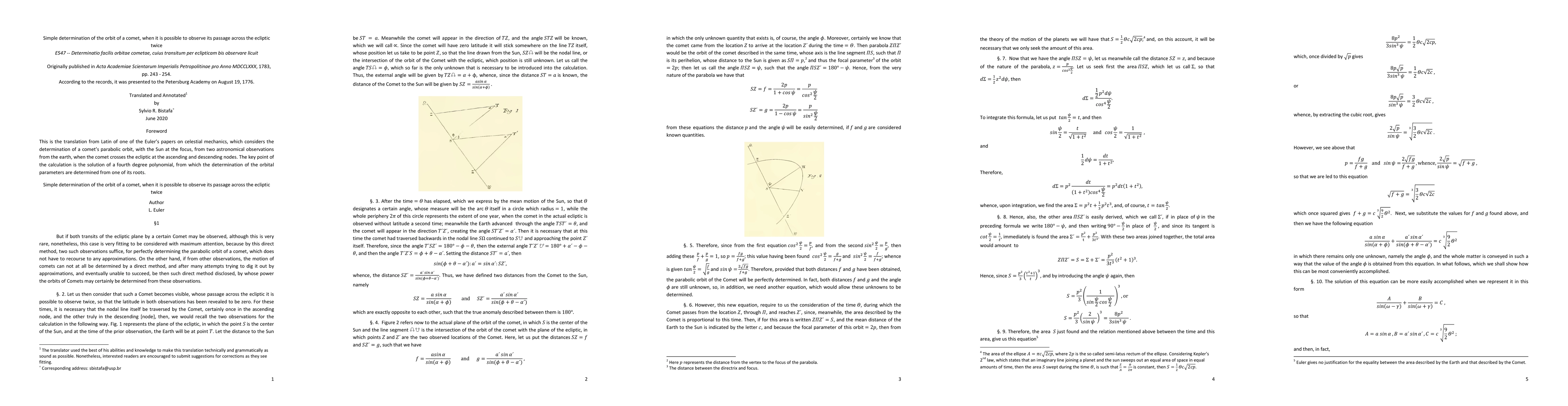 Thumbnail for A translation of L. Euler's "Simple determination of the orbit of a
  comet, when it is possible to observe its passage across the ecliptic twice"