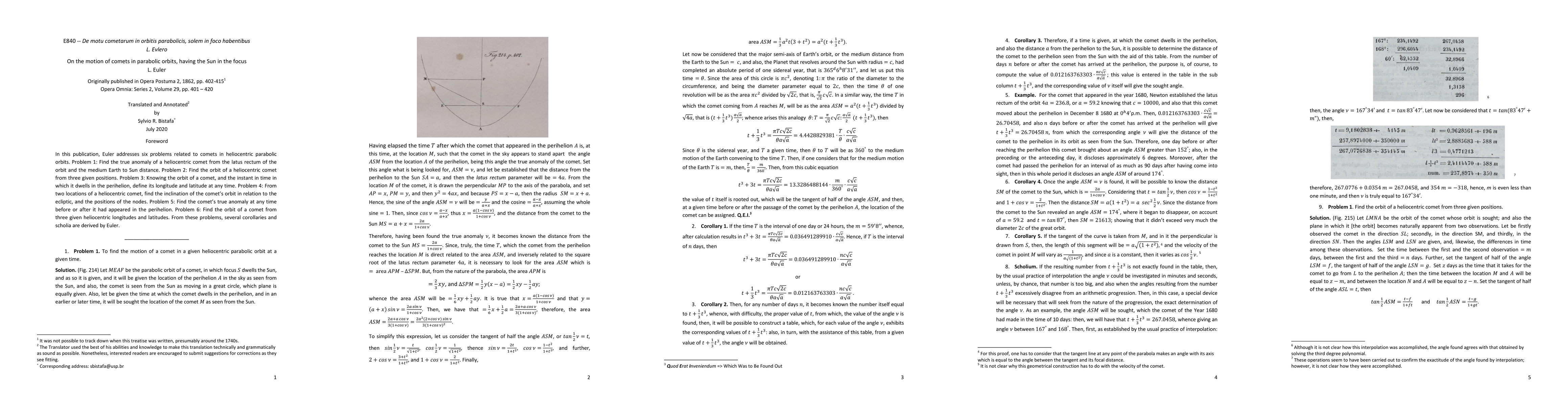 Thumbnail for A translation of L. Euler's "On the motion of comets in parabolic
  orbits, having the Sun in the focus"