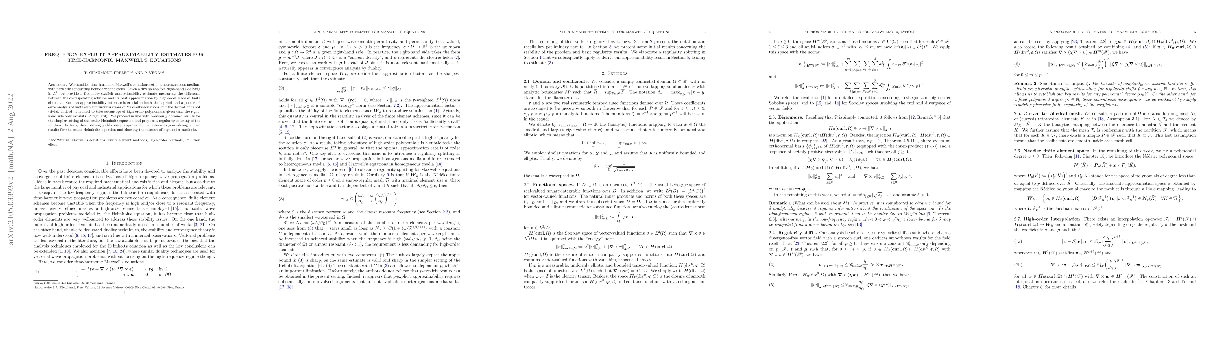 Thumbnail for Frequency-explicit approximability estimates for time-harmonic Maxwell's
  equations