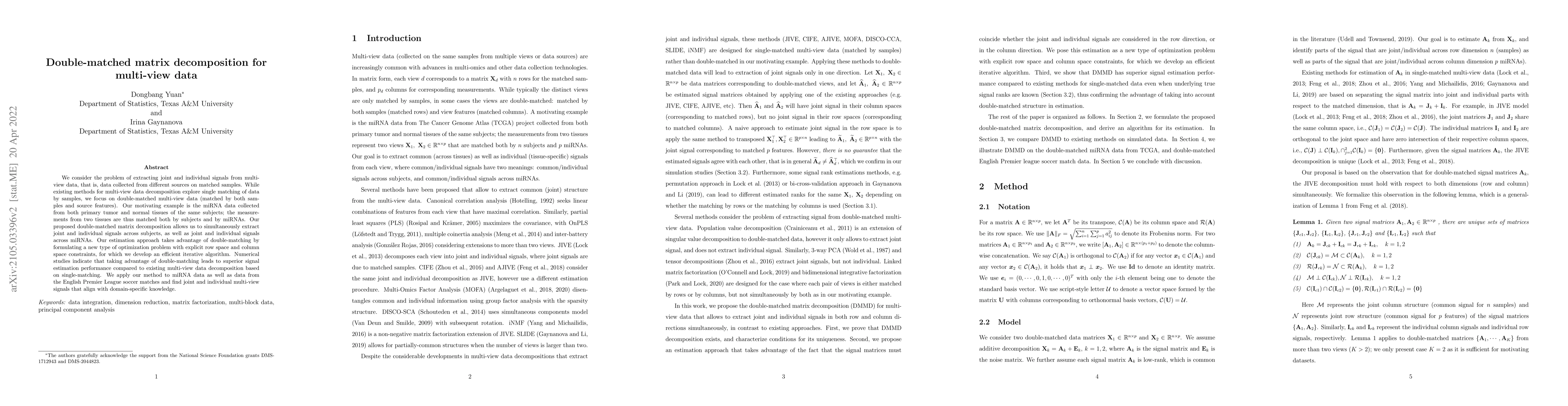 Thumbnail for Double-matched matrix decomposition for multi-view data