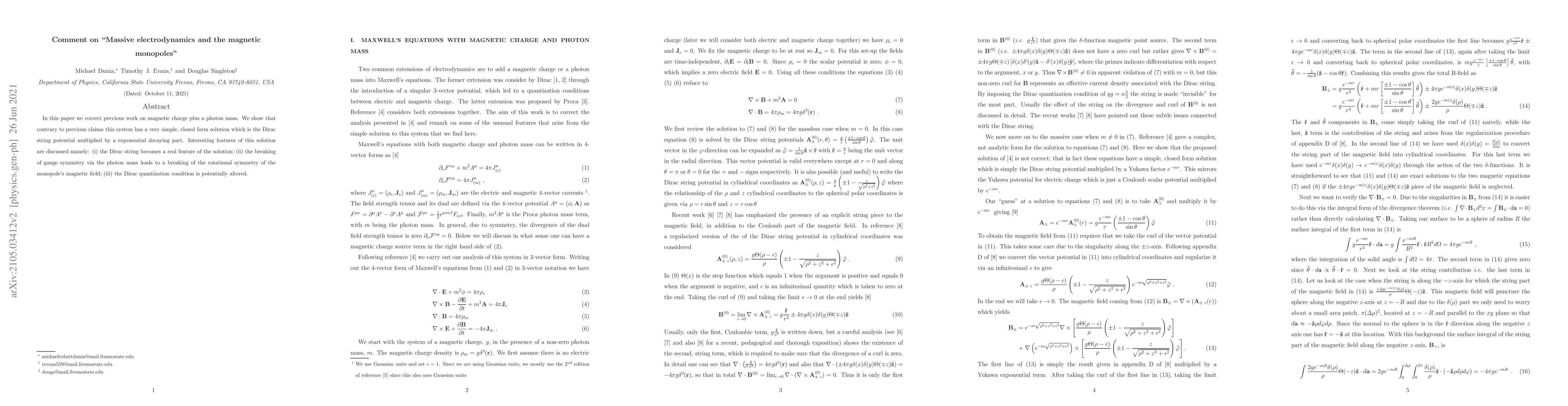 Thumbnail for Comment on "Massive electrodynamics and the magnetic monopoles"