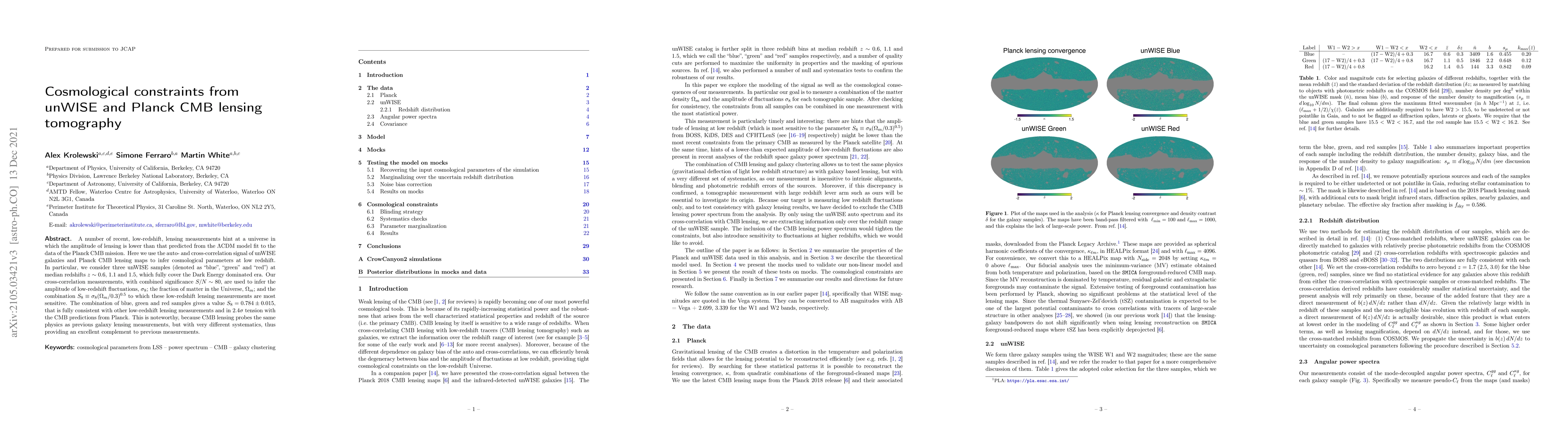 Thumbnail for Cosmological constraints from unWISE and Planck CMB lensing tomography