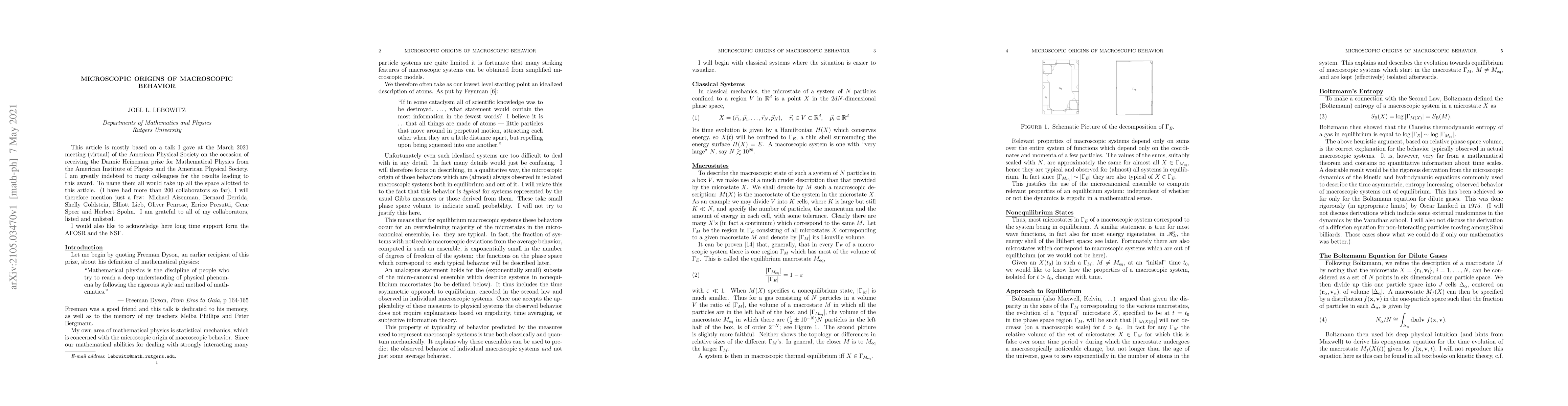 Thumbnail for Microscopic Origins of Macroscopic Behavior