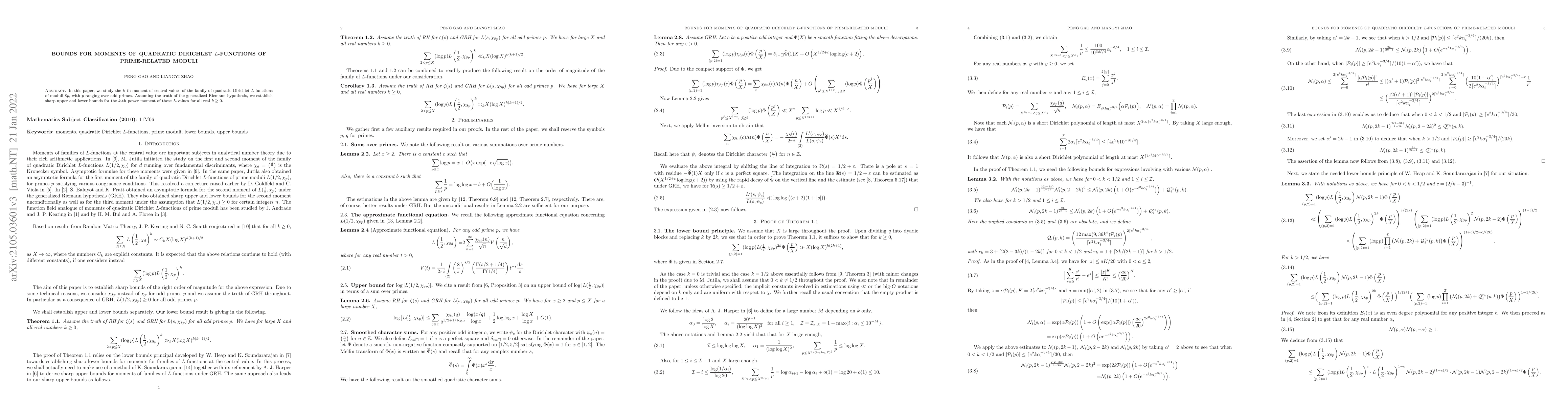 Thumbnail for Bounds for moments of quadratic Dirichlet $L$-functions of prime-related
  moduli