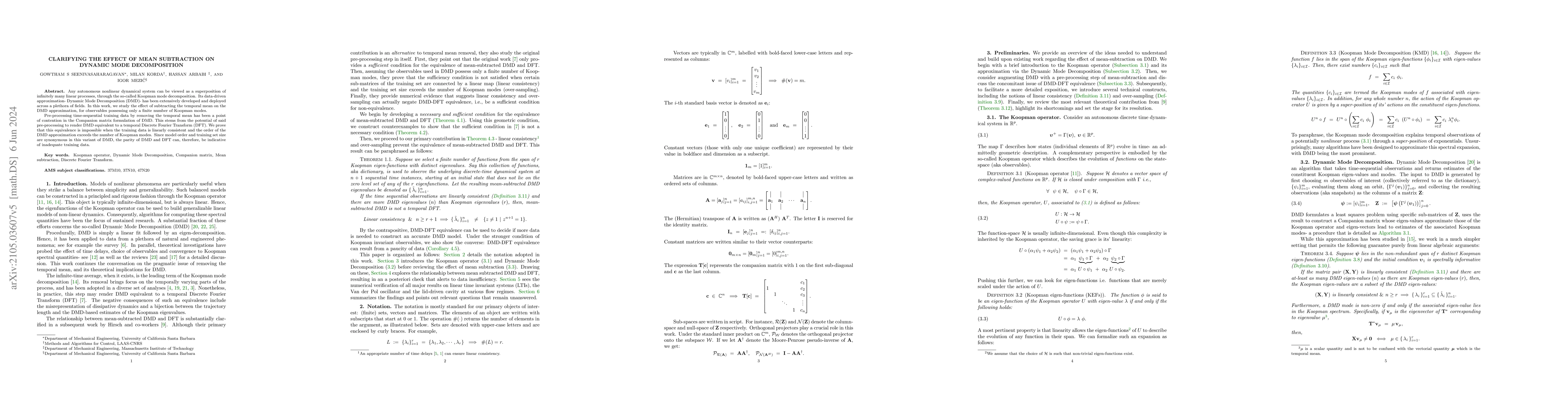 Thumbnail for Clarifying the effect of mean subtraction on Dynamic Mode Decomposition