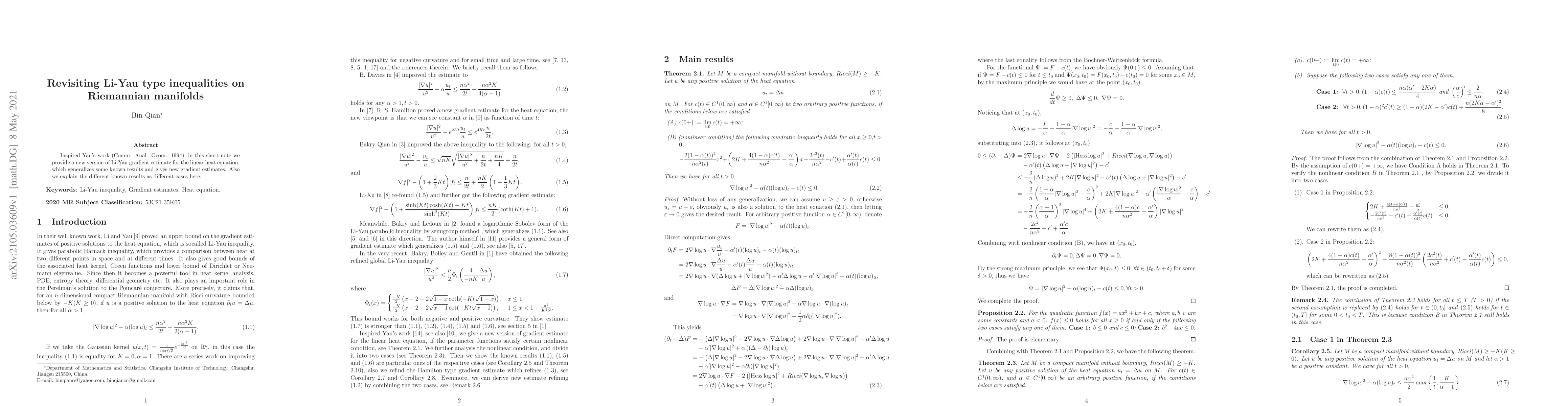 Thumbnail for Revisiting Li-Yau type inequalities on Riemannian manifolds