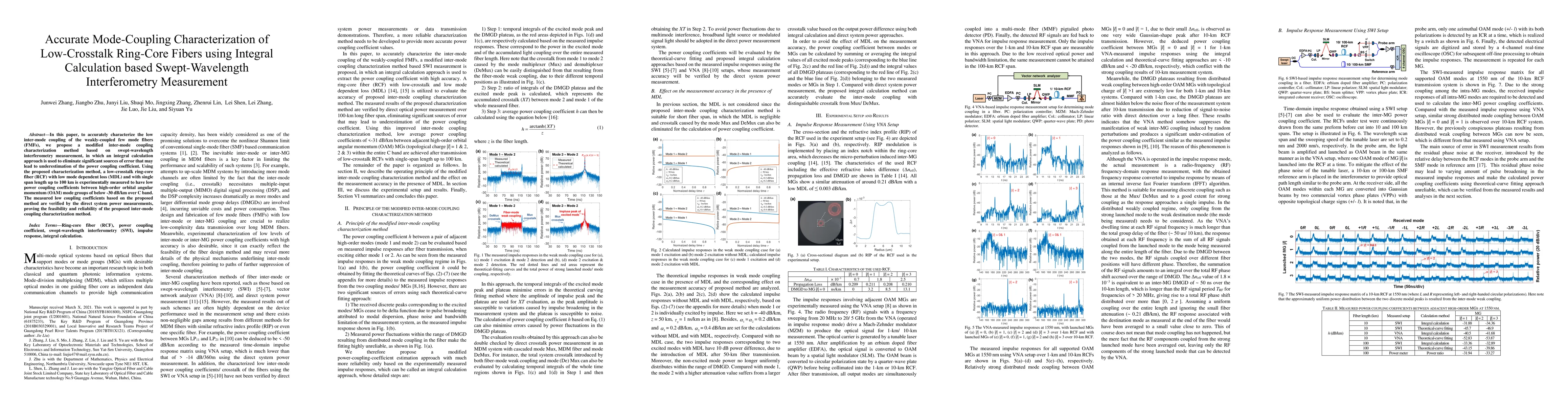 Thumbnail for Accurate Mode-Coupling Characterization of Low-Crosstalk Ring-Core
  Fibers using Integral Calculation based Swept-Wavelength Interferometry
  Measurement