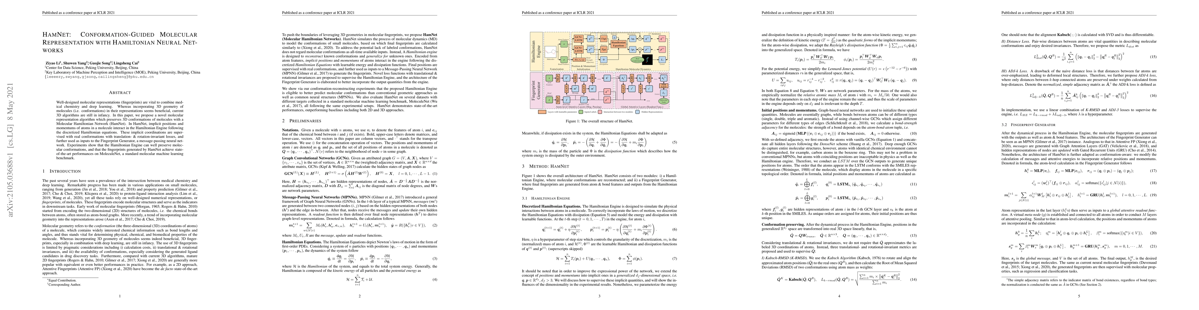 Thumbnail for HamNet: Conformation-Guided Molecular Representation with Hamiltonian
  Neural Networks