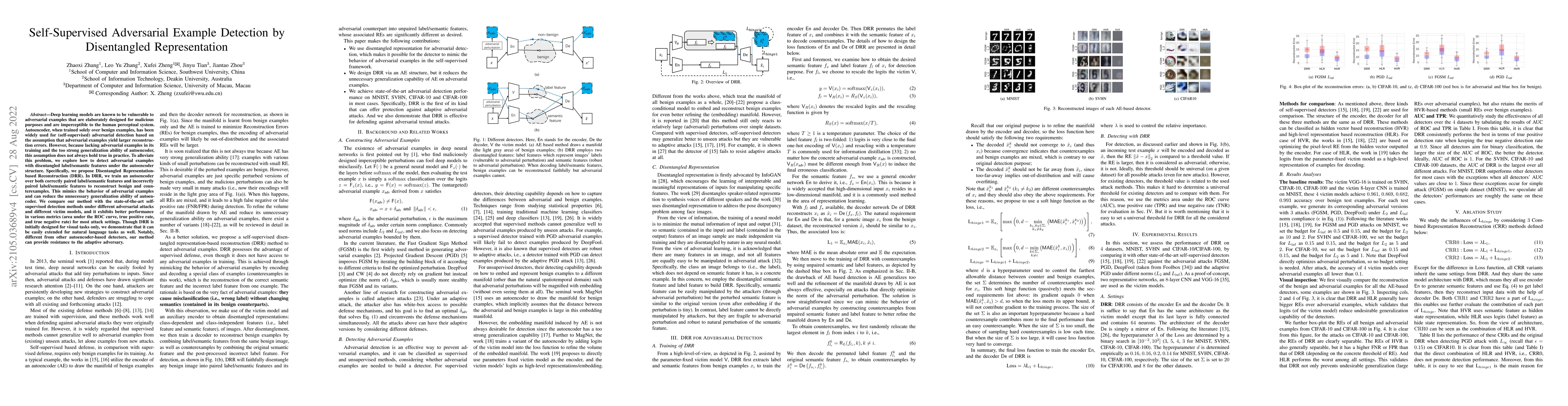 Thumbnail for Self-Supervised Adversarial Example Detection by Disentangled
  Representation