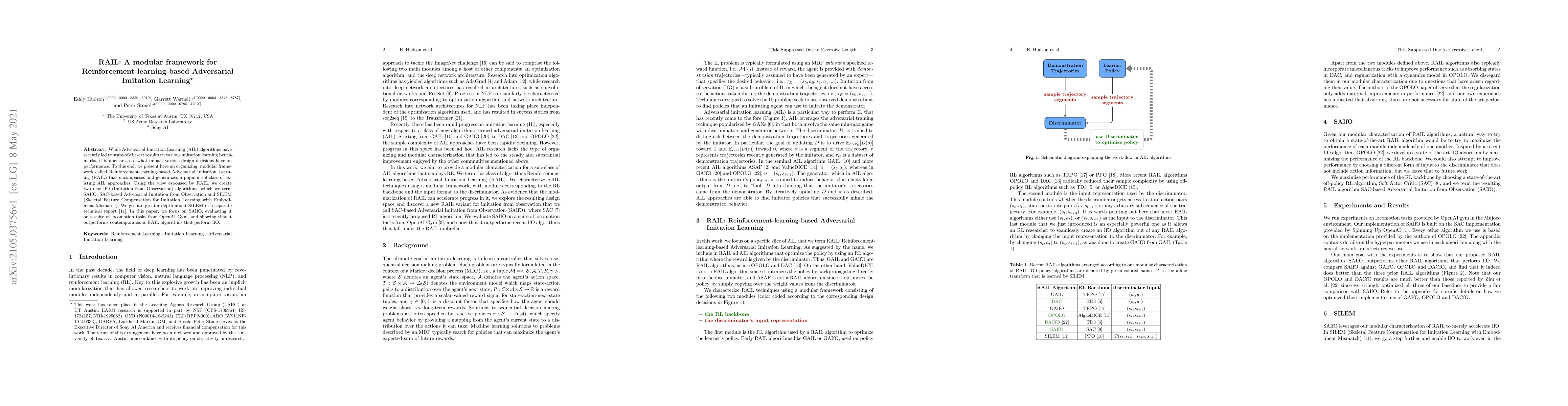 Thumbnail for RAIL: A modular framework for Reinforcement-learning-based Adversarial
  Imitation Learning